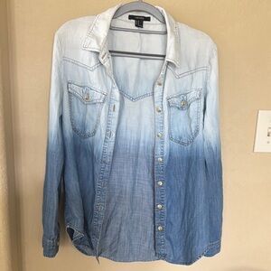 Forever21 Blue Ombre Denim Shirt